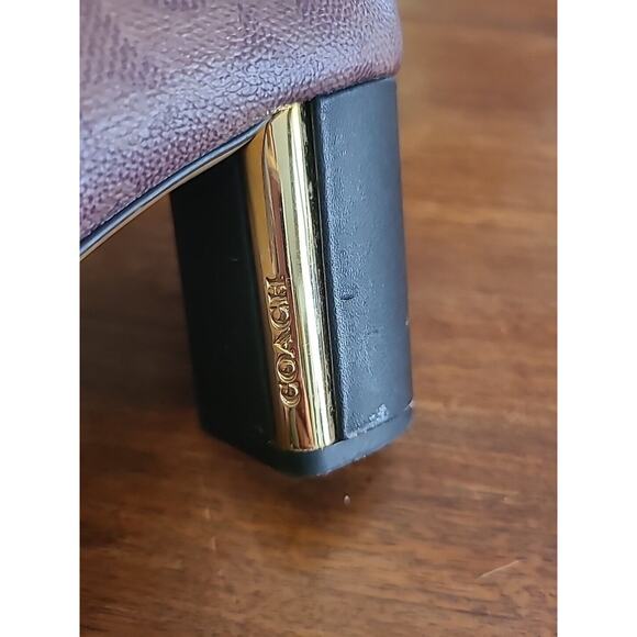 Coach Margot Coated Canvas Heels Bootie Tan Two Tone Size 8b - Picture 11 of 13